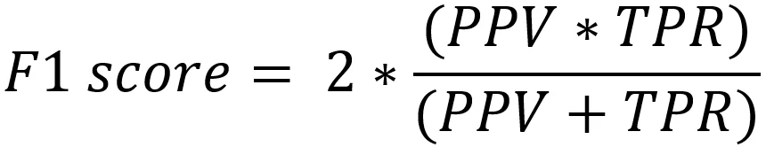 F1 score: the harmonic mean of precision and recall.