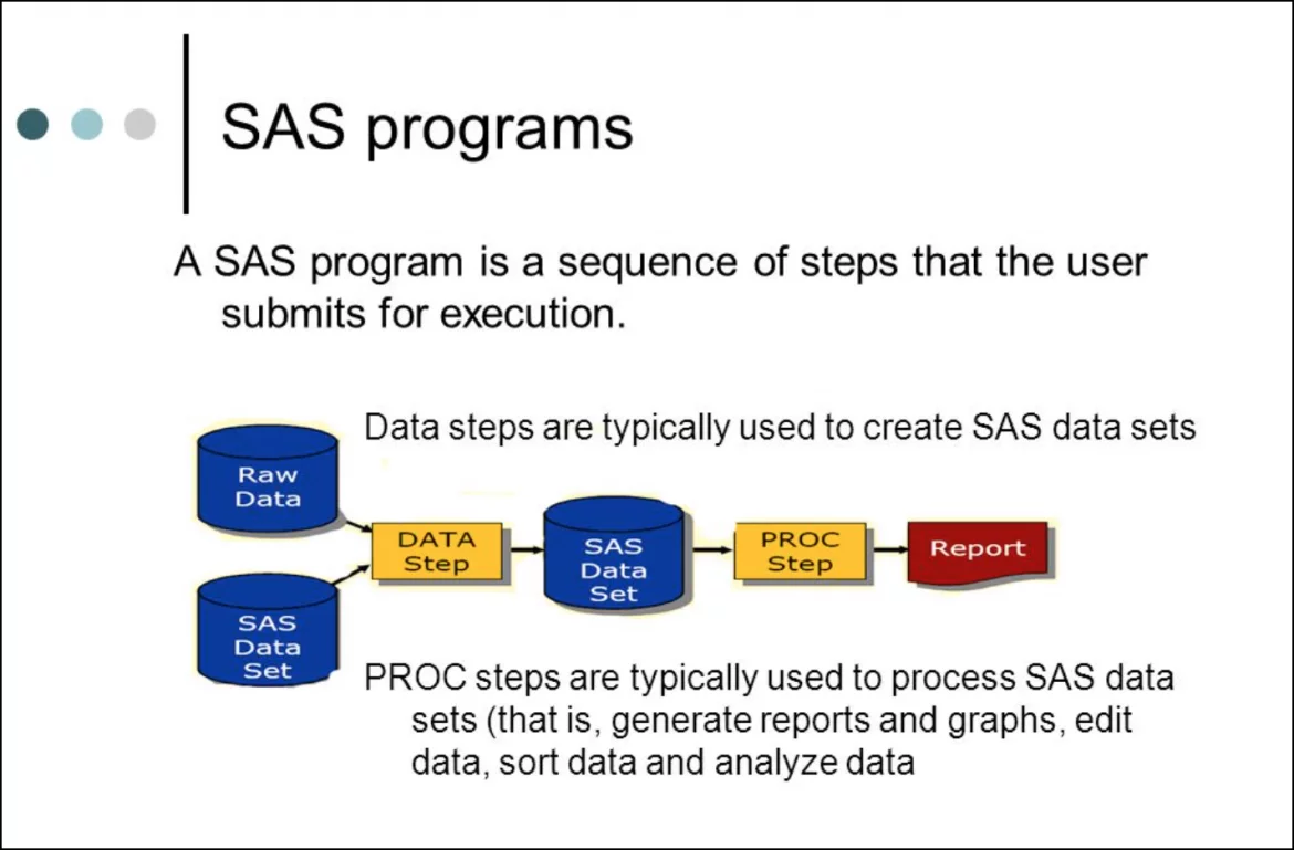 SAS programs combine DATA steps and PROC steps.