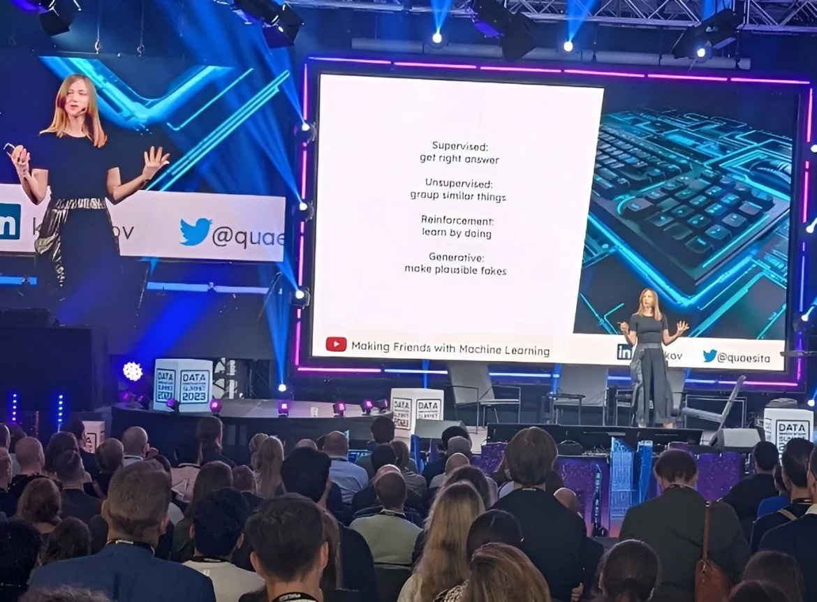 A presentation slide accompanying the discussion of plausible AI-generated answers.